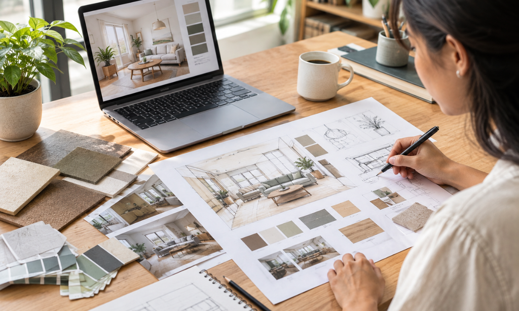 Interior designer developing a home design concept