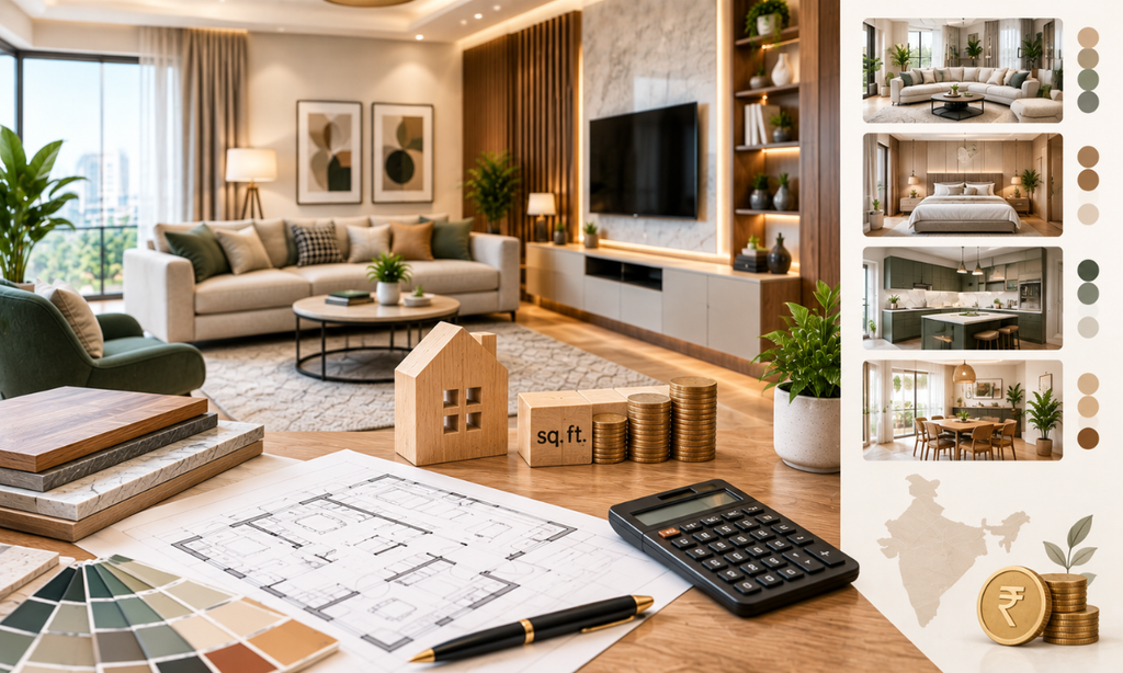 Interior design cost per square foot in India
