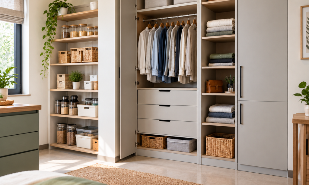 Interior designer planning smart storage solutions