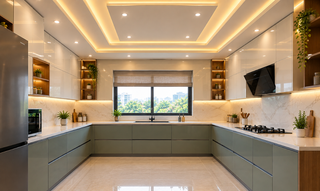  U-Shaped Kitchen POP Design